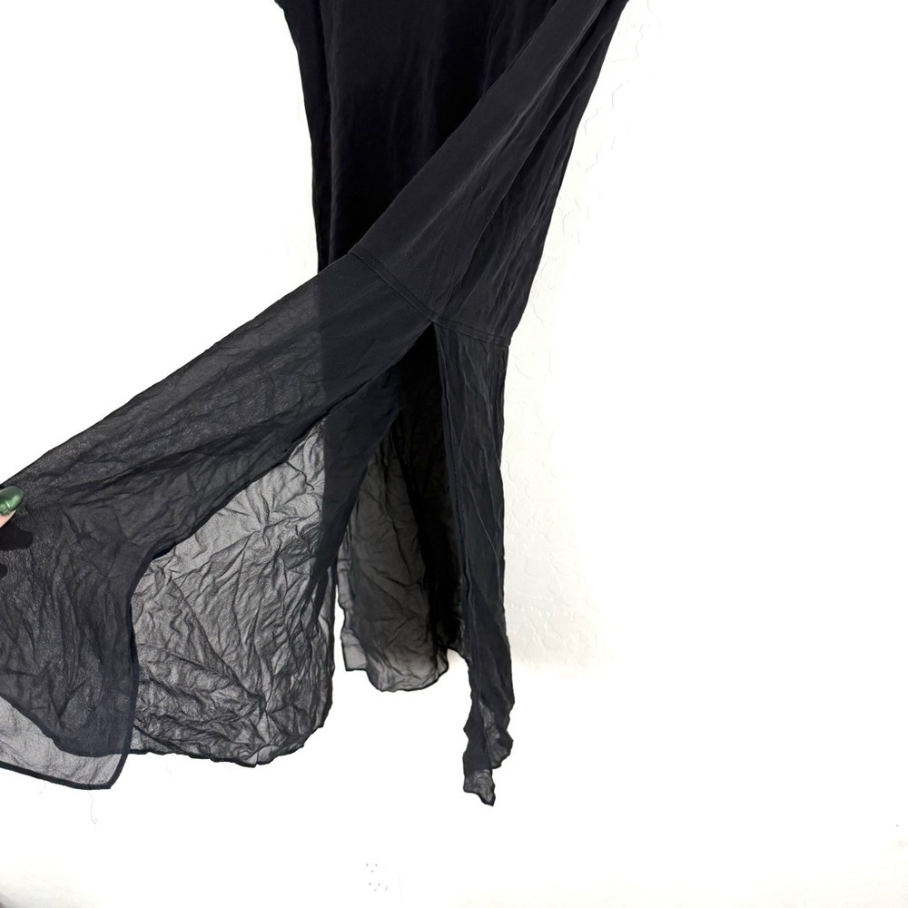 Eileen Fisher Black Silk Sheer Layer Sleeveless Tunic Top - Picture 6 of 7